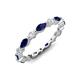 3 - Mira 1.13 ctw Marquise Blue Sapphire and Round Natural Diamond Women Stackable Eternity Band 