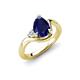 4 - Darya 1.56 ctw Pear Shape Blue Sapphire accented Round Lab Grown Diamond Women Wave Solitaire Plus Engagement Ring 