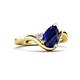 5 - Darya 1.56 ctw Pear Shape Blue Sapphire accented Round Lab Grown Diamond Women Wave Solitaire Plus Engagement Ring 