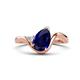 1 - Darya 1.56 ctw Pear Shape Blue Sapphire accented Round Lab Grown Diamond Women Wave Solitaire Plus Engagement Ring 