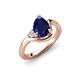 4 - Darya 1.56 ctw Pear Shape Blue Sapphire accented Round Lab Grown Diamond Women Wave Solitaire Plus Engagement Ring 