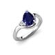 4 - Darya 1.56 ctw Pear Shape Blue Sapphire accented Round Lab Grown Diamond Women Wave Solitaire Plus Engagement Ring 