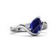 5 - Darya 1.56 ctw Pear Shape Blue Sapphire accented Round Lab Grown Diamond Women Wave Solitaire Plus Engagement Ring 