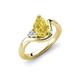 4 - Darya 1.66 ctw Pear Shape Created Yellow Sapphire accented Round Lab Grown Diamond Women Wave Solitaire Plus Engagement Ring 