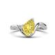 1 - Darya 1.66 ctw Pear Shape Created Yellow Sapphire accented Round Lab Grown Diamond Women Wave Solitaire Plus Engagement Ring 