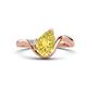 1 - Darya 1.66 ctw Pear Shape Created Yellow Sapphire accented Round Lab Grown Diamond Women Wave Solitaire Plus Engagement Ring 