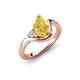 4 - Darya 1.66 ctw Pear Shape Created Yellow Sapphire accented Round Lab Grown Diamond Women Wave Solitaire Plus Engagement Ring 