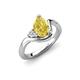 4 - Darya 1.66 ctw Pear Shape Created Yellow Sapphire accented Round Lab Grown Diamond Women Wave Solitaire Plus Engagement Ring 