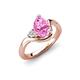 4 - Darya 1.56 ctw Pear Shape Created Pink Sapphire accented Round Lab Grown Diamond Women Wave Solitaire Plus Engagement Ring 