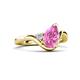 5 - Darya 1.56 ctw Pear Shape Created Pink Sapphire accented Round Lab Grown Diamond Women Wave Solitaire Plus Engagement Ring 