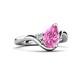 5 - Darya 1.56 ctw Pear Shape Created Pink Sapphire accented Round Lab Grown Diamond Women Wave Solitaire Plus Engagement Ring 