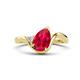 1 - Darya 1.71 ctw Pear Shape Ruby accented Round Lab Grown Diamond Women Wave Solitaire Plus Engagement Ring 