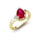 4 - Darya 1.71 ctw Pear Shape Ruby accented Round Lab Grown Diamond Women Wave Solitaire Plus Engagement Ring 