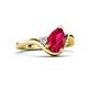5 - Darya 1.71 ctw Pear Shape Ruby accented Round Lab Grown Diamond Women Wave Solitaire Plus Engagement Ring 
