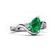 5 - Darya 1.06 ctw Pear Shape Emerald accented Round Lab Grown Diamond Women Wave Solitaire Plus Engagement Ring 
