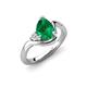 4 - Darya 1.06 ctw Pear Shape Emerald accented Round Lab Grown Diamond Women Wave Solitaire Plus Engagement Ring 