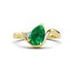 1 - Darya 1.06 ctw Pear Shape Emerald accented Round Lab Grown Diamond Women Wave Solitaire Plus Engagement Ring 