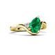 5 - Darya 1.06 ctw Pear Shape Emerald accented Round Lab Grown Diamond Women Wave Solitaire Plus Engagement Ring 