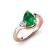 4 - Darya 1.06 ctw Pear Shape Emerald accented Round Lab Grown Diamond Women Wave Solitaire Plus Engagement Ring 