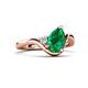 5 - Darya 1.06 ctw Pear Shape Emerald accented Round Lab Grown Diamond Women Wave Solitaire Plus Engagement Ring 