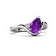 5 - Darya 1.01 ctw Pear Shape Amethyst accented Round Lab Grown Diamond Women Wave Solitaire Plus Engagement Ring 