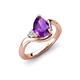 4 - Darya 1.01 ctw Pear Shape Amethyst accented Round Lab Grown Diamond Women Wave Solitaire Plus Engagement Ring 