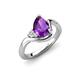 4 - Darya 1.01 ctw Pear Shape Amethyst accented Round Lab Grown Diamond Women Wave Solitaire Plus Engagement Ring 