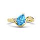 1 - Darya 1.46 ctw Pear Shape Blue Topaz accented Round Lab Grown Diamond Women Wave Solitaire Plus Engagement Ring 