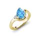 4 - Darya 1.46 ctw Pear Shape Blue Topaz accented Round Lab Grown Diamond Women Wave Solitaire Plus Engagement Ring 