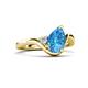 5 - Darya 1.46 ctw Pear Shape Blue Topaz accented Round Lab Grown Diamond Women Wave Solitaire Plus Engagement Ring 