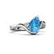 5 - Darya 1.46 ctw Pear Shape Blue Topaz accented Round Lab Grown Diamond Women Wave Solitaire Plus Engagement Ring 