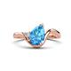 1 - Darya 1.46 ctw Pear Shape Blue Topaz accented Round Lab Grown Diamond Women Wave Solitaire Plus Engagement Ring 