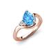4 - Darya 1.46 ctw Pear Shape Blue Topaz accented Round Lab Grown Diamond Women Wave Solitaire Plus Engagement Ring 