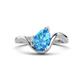 1 - Darya 1.46 ctw Pear Shape Blue Topaz accented Round Lab Grown Diamond Women Wave Solitaire Plus Engagement Ring 