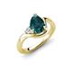4 - Darya 1.46 ctw Pear Shape London Blue Topaz accented Round Lab Grown Diamond Women Wave Solitaire Plus Engagement Ring 