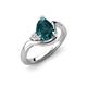 4 - Darya 1.46 ctw Pear Shape London Blue Topaz accented Round Lab Grown Diamond Women Wave Solitaire Plus Engagement Ring 