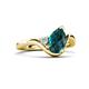 5 - Darya 1.46 ctw Pear Shape London Blue Topaz accented Round Lab Grown Diamond Women Wave Solitaire Plus Engagement Ring 