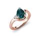 4 - Darya 1.46 ctw Pear Shape London Blue Topaz accented Round Lab Grown Diamond Women Wave Solitaire Plus Engagement Ring 