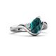 5 - Darya 1.46 ctw Pear Shape London Blue Topaz accented Round Lab Grown Diamond Women Wave Solitaire Plus Engagement Ring 