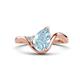 1 - Darya 1.01 ctw Pear Shape Aquamarine accented Round Lab Grown Diamond Women Wave Solitaire Plus Engagement Ring 