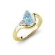 4 - Darya 1.01 ctw Pear Shape Aquamarine accented Round Lab Grown Diamond Women Wave Solitaire Plus Engagement Ring 