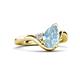 5 - Darya 1.01 ctw Pear Shape Aquamarine accented Round Lab Grown Diamond Women Wave Solitaire Plus Engagement Ring 