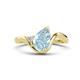 1 - Darya 1.01 ctw Pear Shape Aquamarine accented Round Lab Grown Diamond Women Wave Solitaire Plus Engagement Ring 