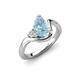 4 - Darya 1.01 ctw Pear Shape Aquamarine accented Round Lab Grown Diamond Women Wave Solitaire Plus Engagement Ring 