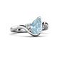 5 - Darya 1.01 ctw Pear Shape Aquamarine accented Round Lab Grown Diamond Women Wave Solitaire Plus Engagement Ring 