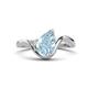 1 - Darya 1.01 ctw Pear Shape Aquamarine accented Round Lab Grown Diamond Women Wave Solitaire Plus Engagement Ring 