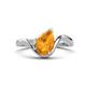 1 - Darya 0.85 ctw Pear Shape Citrine accented Round Lab Grown Diamond Women Wave Solitaire Plus Engagement Ring 