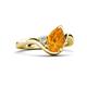 5 - Darya 0.85 ctw Pear Shape Citrine accented Round Lab Grown Diamond Women Wave Solitaire Plus Engagement Ring 