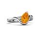 5 - Darya 0.85 ctw Pear Shape Citrine accented Round Lab Grown Diamond Women Wave Solitaire Plus Engagement Ring 