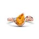 1 - Darya 0.85 ctw Pear Shape Citrine accented Round Lab Grown Diamond Women Wave Solitaire Plus Engagement Ring 